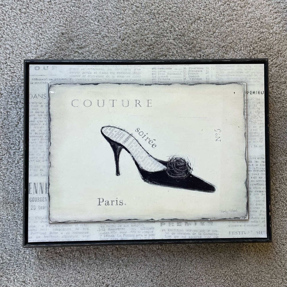 Emily Adams Art in Motion Framed Fashion Heel Wall Art 17x13 Paris Couture